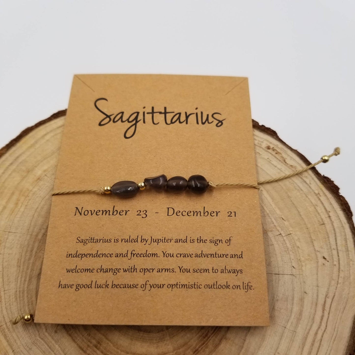 Natural Stone Handwoven Constellation Bracelet with Card: Cancer