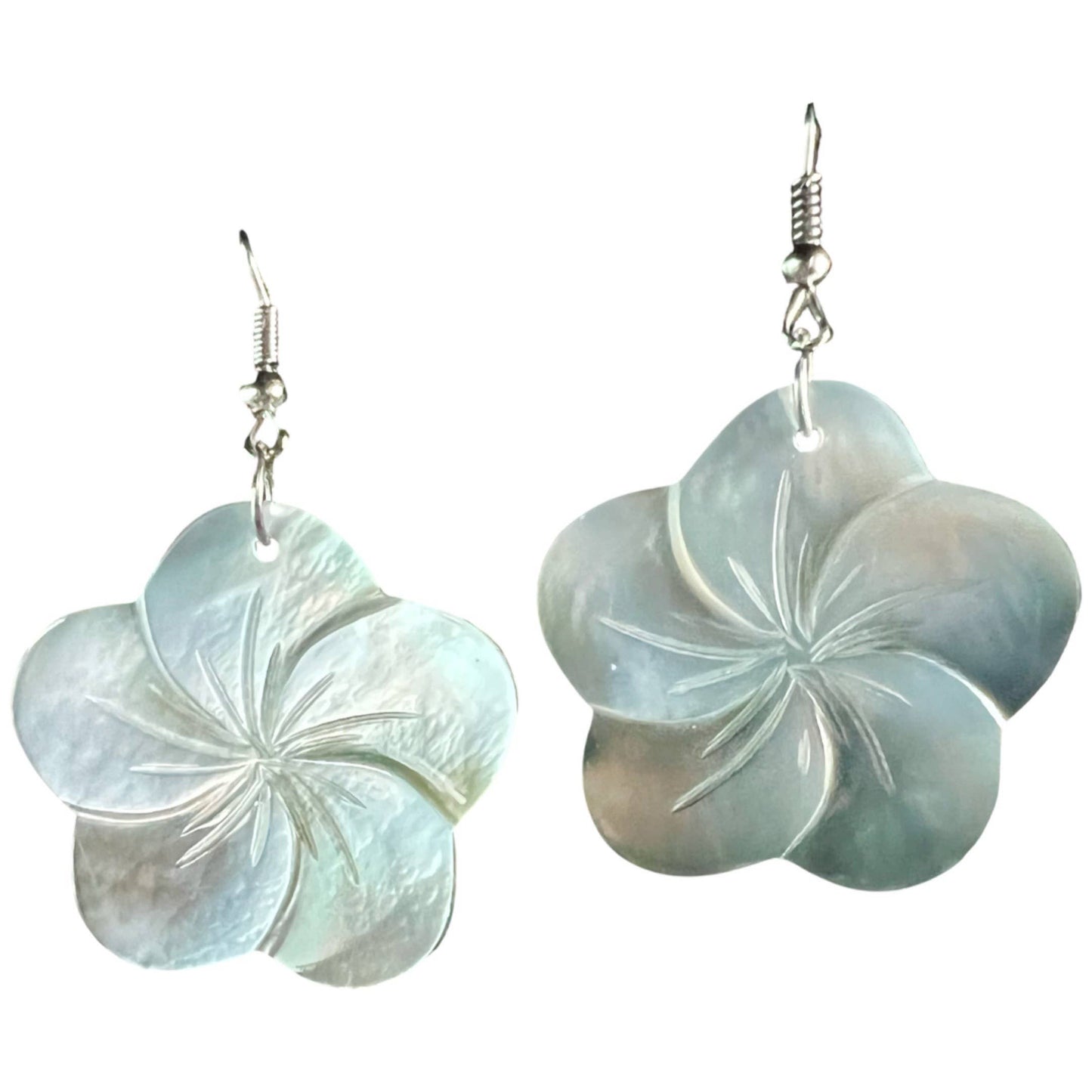 Plumeria Mother-of-Pearl Earrings - 2 colors: Silver