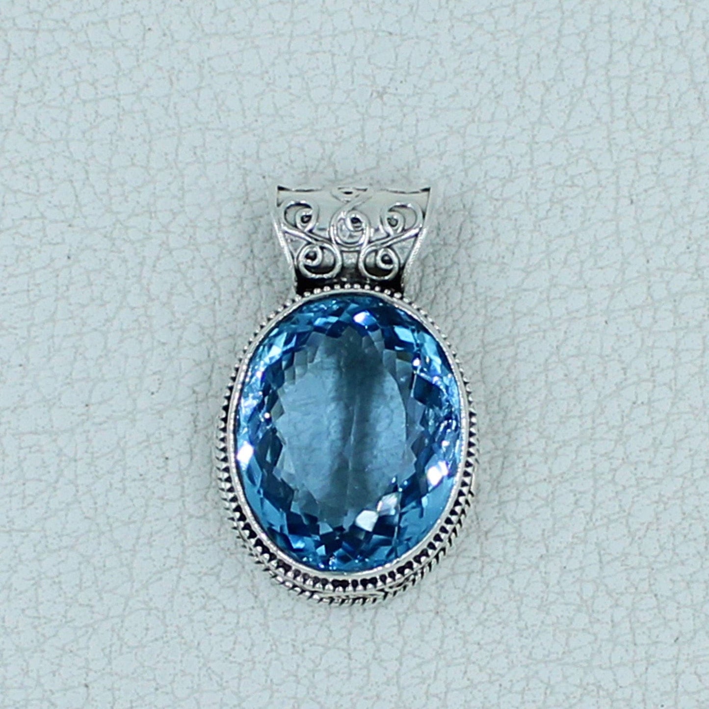 Heart of the Ocean – Bold Blue Topaz Statement Pendant in Sterling Silver