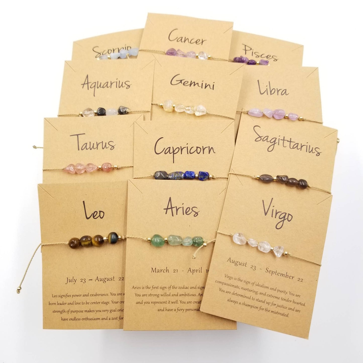 Natural Stone Handwoven Constellation Bracelet with Card: Sagittarius