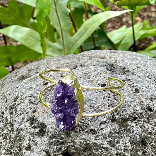 Large Amethyst Gold Bangle