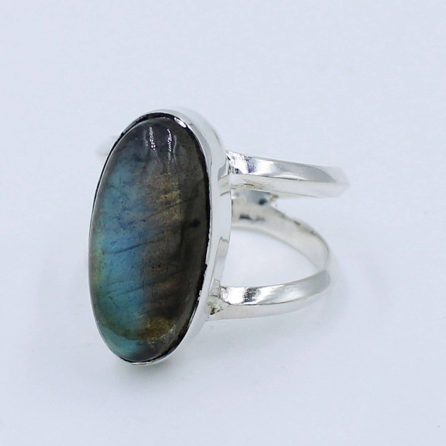 Labradorite Oval 925 Sterling Silver Ring: 9