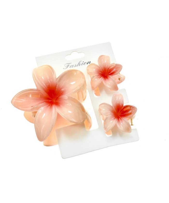 Trio Of Plumeria Flower Hair Clips