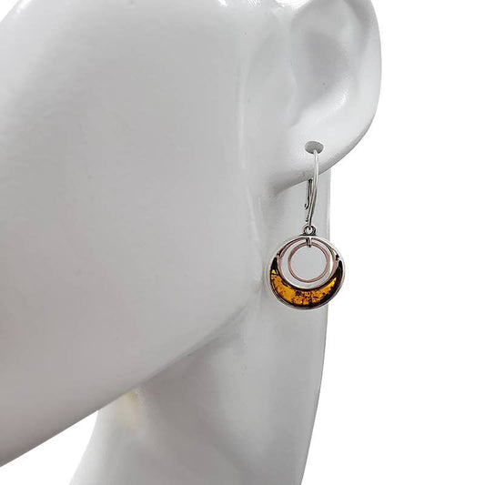 Moon Cognac Amber Sterling Silver Earrings On Hooks