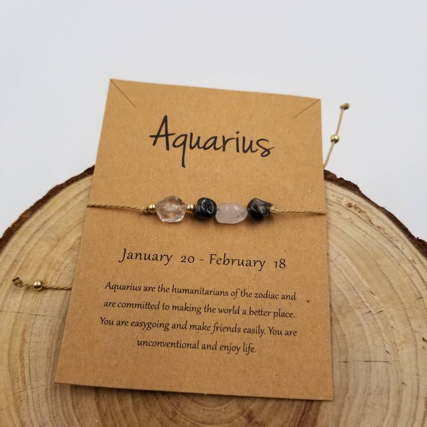Natural Stone Handwoven Constellation Bracelet with Card: Virgo