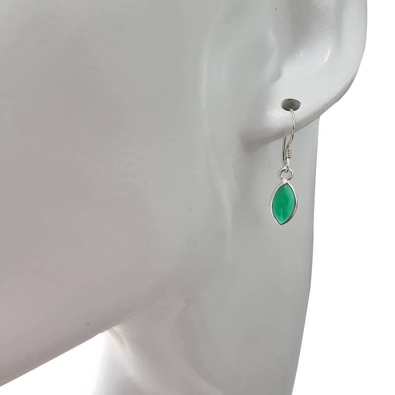 Green Onyx Sterling Silver Dangle Earrings