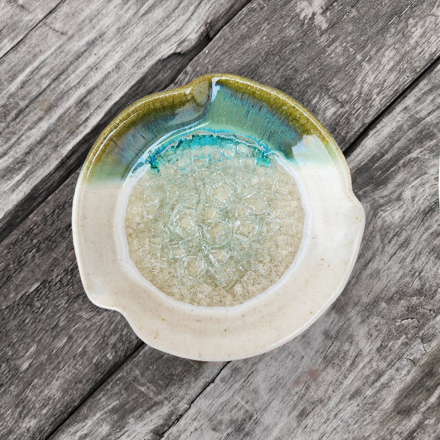 Ripple Dish - Small Pottery & Glass Trinket Dish