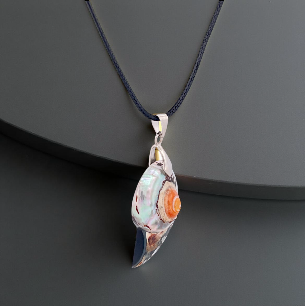 Zebra Mother of Pearl Nautilus Shell Pendant Necklace