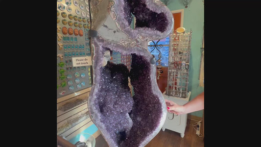 6-Foot Uruguayan Amethyst Geode on Swiveling Stand – A Majestic Statement Piece